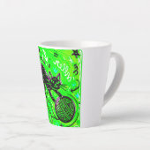 Neon Groene Zwarte Kat Latte Mok (Rechterhoek)