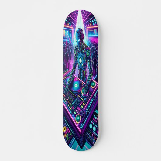 "Neon Groove: Cyber DJ Persoonlijk Skateboard (Voorkant)