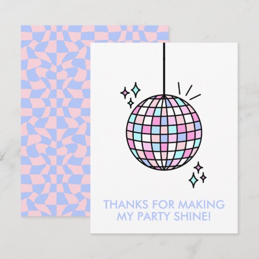 Neon Groovy Disco Ball Bedankkaart (Voorkant / Achterkant)