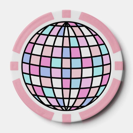 Neon Groovy Disco Ball Poker Chips (Voorkant)