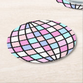 Neon Groovy Disco Ball Ronde Kartonnen Onderzetter (Gebogen)