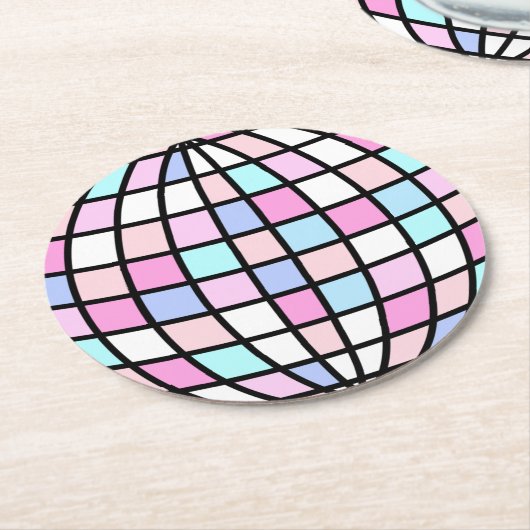 Neon Groovy Disco Ball Ronde Kartonnen Onderzetter (Gebogen)