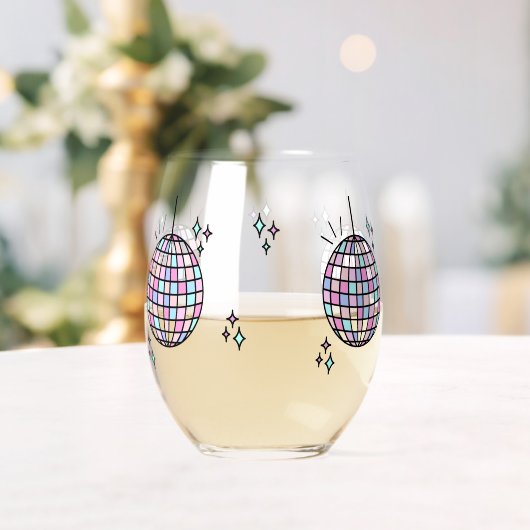 Neon Groovy Disco Ball Wijnglas Zonder Voet (Insitu (Huwelijk))