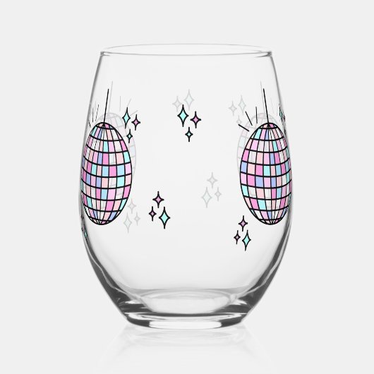 Neon Groovy Disco Ball Wijnglas Zonder Voet (Voorkant)