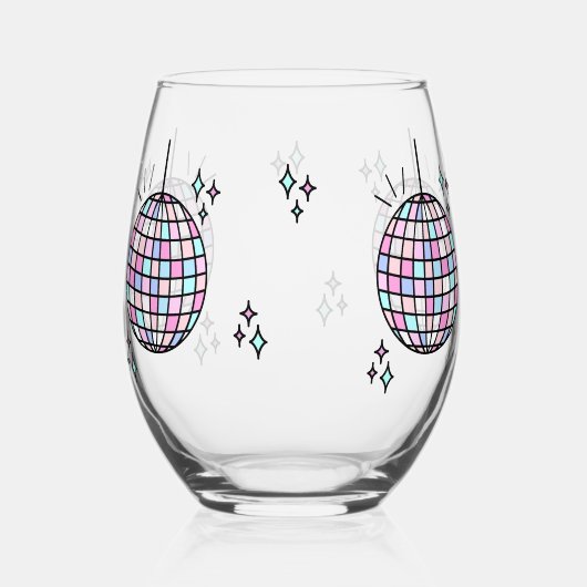 Neon Groovy Disco Ball Wijnglas Zonder Voet (Achterkant)