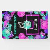 Neon Grunge Verf Splatter Basketbal Concessies Spandoek (Horizontaal)