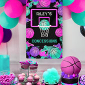 Neon Grunge Verf Splatter Basketbal Concessies Spandoek