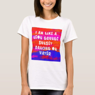 Neon Grunge Zonsondergang Retro Typografie Grafisc T-shirt