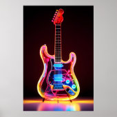 Neon Guitar Art Print Poster (Voorkant)