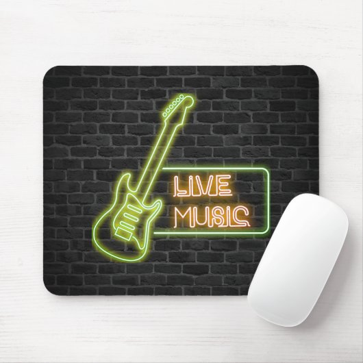 Neon guitar-bord op baksteen muismat (Met muis)