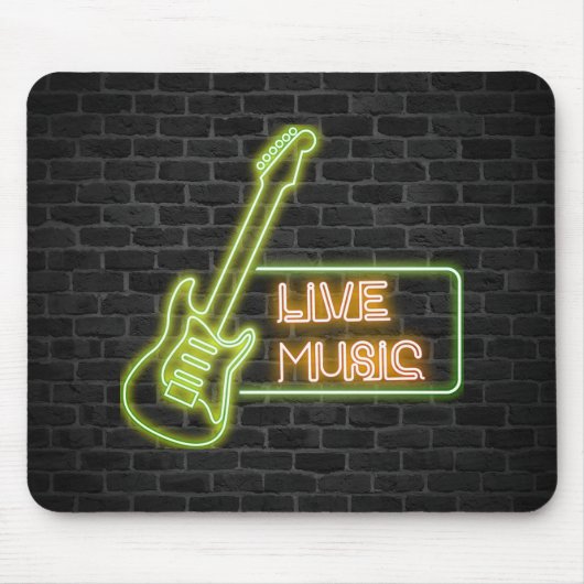 Neon guitar-bord op baksteen muismat (Voorkant)