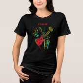 Neon Guitar Line Art | Levendig muzikaal T-shirt (Voorkant)