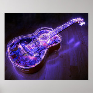 Neon Guitar Poster