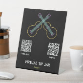 Neon Guitars Virtual Tip Jar Tabletop Sign Reclamebord Met Voetstuk (Insitu)