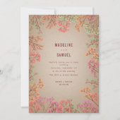 Neon Gypsophila Botanical Hot Pink Weddenschap Inv Kaart (Voorkant)