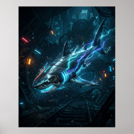 Neon Haai Metro Afgrond Poster