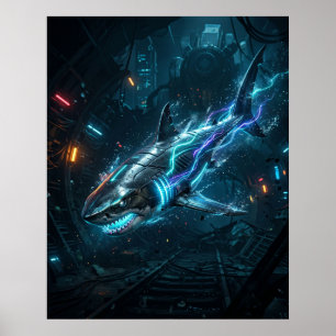 Neon Haai Metro Afgrond Poster