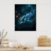 Neon Haai Metro Afgrond Poster (Keuken)