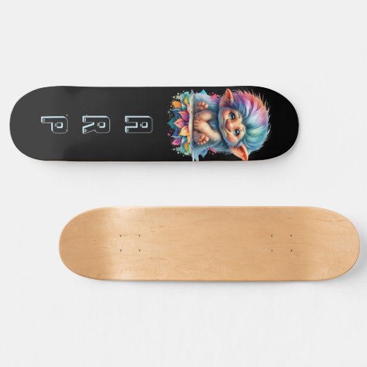 *~* Neon Haar Regenboog Troll AP89 Initiaal Persoonlijk Skateboard (Horizontaal)
