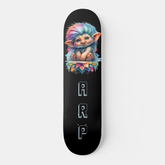 *~* Neon Haar Regenboog Troll AP89 Initiaal Persoonlijk Skateboard (Voorkant)