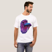Neon Halftone Betta Fish Design T-shirt (Voorkant volledig)