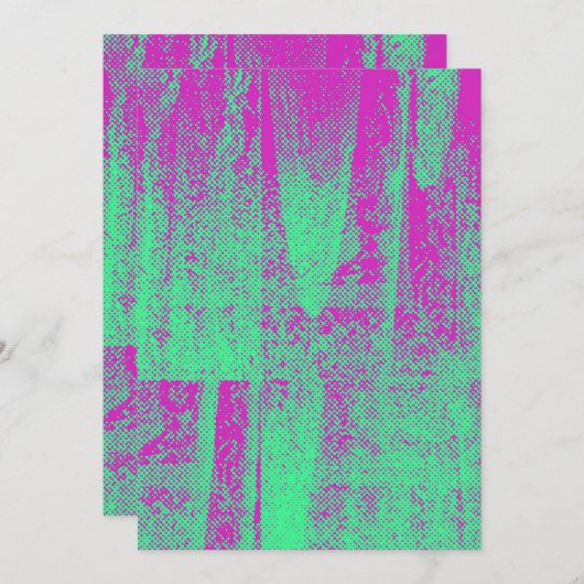 Neon Halftone Grunge Texture Blank Invitation Kaar Kaart (Voorkant / Achterkant)