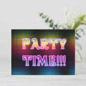 Neon Halftone Party Invitation Kaart (Staand voorkant)