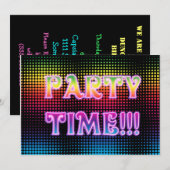 Neon Halftone Party Invitation Kaart (Voorkant / Achterkant)