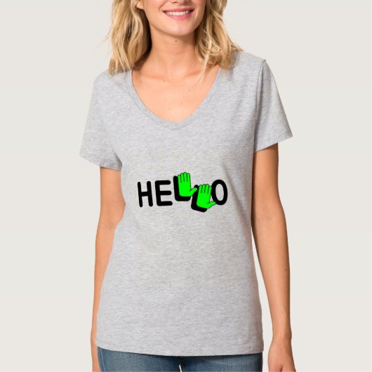 Neon Hallo Handen T-shirt (Voorkant)