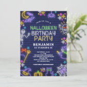 Neon Halloween 8e verjaardagsfeestje Kaart (Staand voorkant)