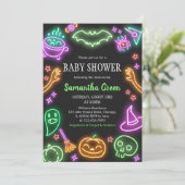 Neon Halloween Baby shower Kaart (Staand voorkant)
