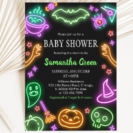 Neon Halloween Baby Shower Kaart