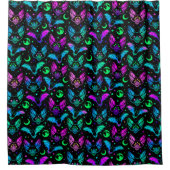 Neon Halloween Bats, Cats, Moons and Stars Douchegordijn (Voorkant)