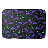 Neon Halloween Bats, Moons and Stars Bath Mat (Voorkant)