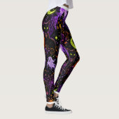 Neon Halloween Black Cat and Ghost Leggings (Rechts)