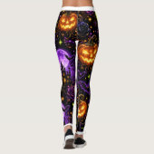 Neon Halloween Black Cat and Ghost Leggings (Achterkant)