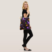 Neon Halloween Black Cat and Ghost Tote Bag (Op model)