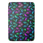 Neon Halloween Cats, Bats, Moons and Stars Badmat (Voorkant Verticaal)