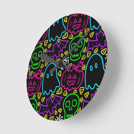 Neon Halloween Clock Ronde Klok (Hoek)