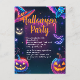 Neon Halloween-feest Briefkaart