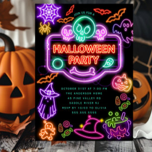 Neon Halloween Feestuitnodiging Kaart