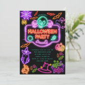 Neon Halloween Feestuitnodiging Kaart (Staand voorkant)