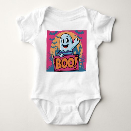 Neon Halloween Ghost, Neon Boo Halloween Ghost, Romper (Voorkant)