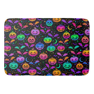 Neon Halloween Jack=O=Lanterns Vleermuizen en Ster Badmat