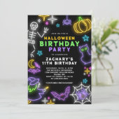 Neon Halloween Jongens 11e Verjaardag Kostuum Fees Kaart (Staand voorkant)