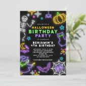 Neon Halloween Jongens 7e Verjaardag Kostuum Feest Kaart (Staand voorkant)