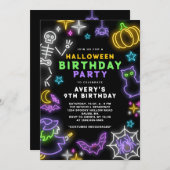 Neon Halloween Jongens 9e Verjaardag Kostuum Feest Kaart (Voorkant / Achterkant)