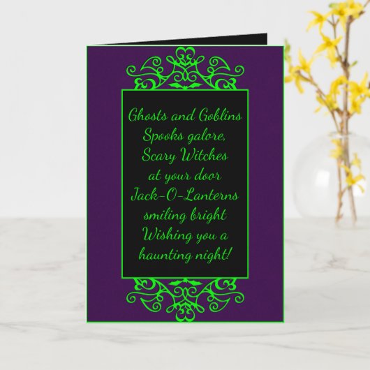 Neon Halloween Kaart (Gele Bloem)