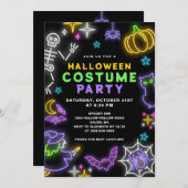 Neon Halloween Kostuum Party Kaart (Voorkant / Achterkant)