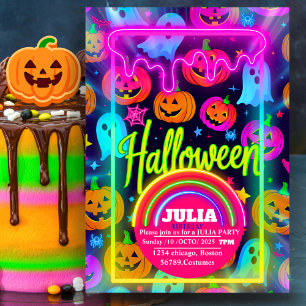 Neon Halloween licht regenboog Glowing Geest feest Kaart